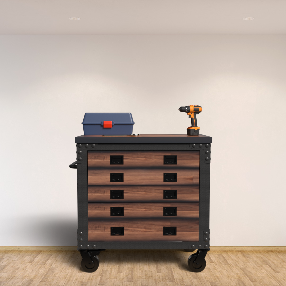 Duramax 36 In. 5 Drawers Rolling Tool Chest with Wood Top