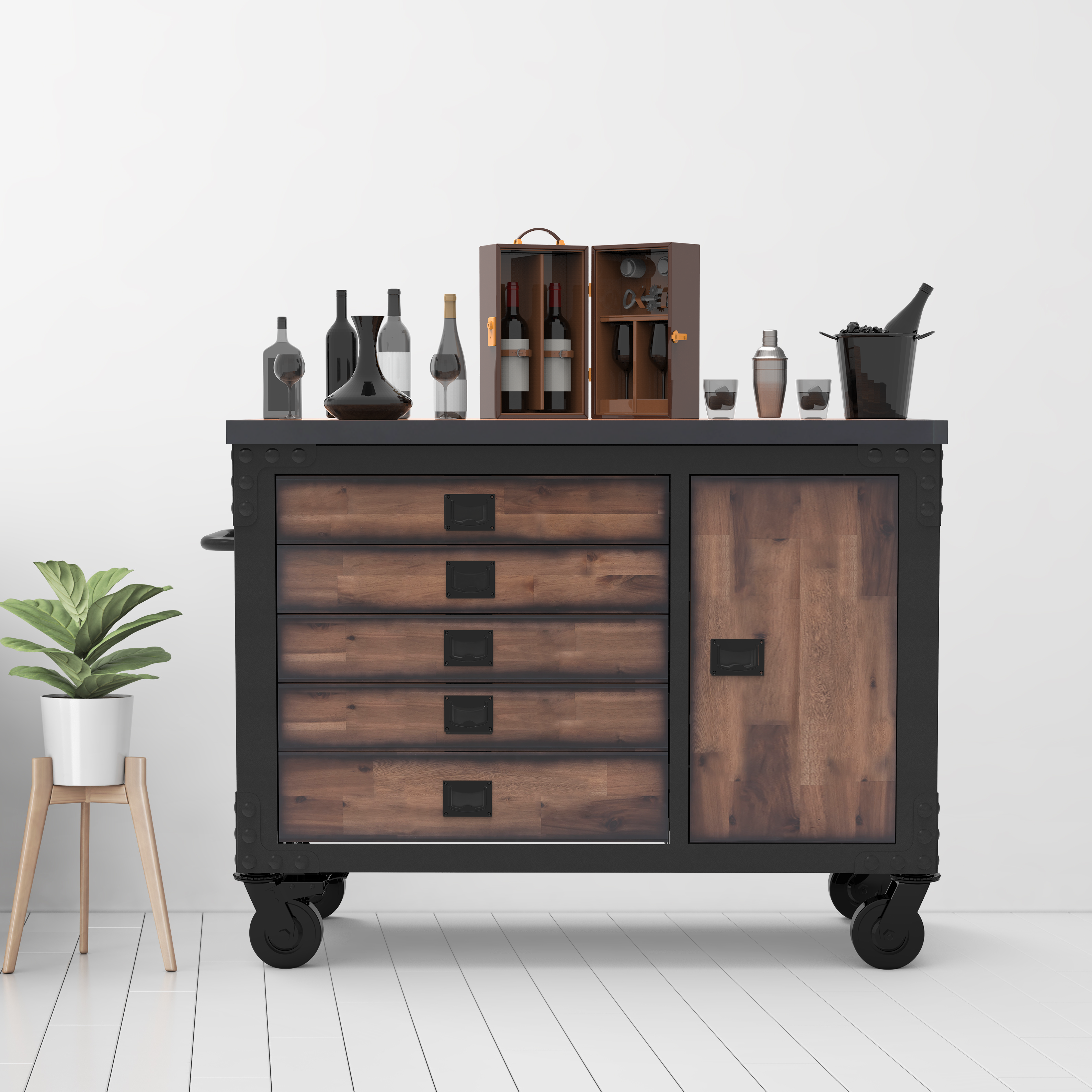 Duramax 48 in. 5 Drawers Rolling Tool Chest with Wood Top