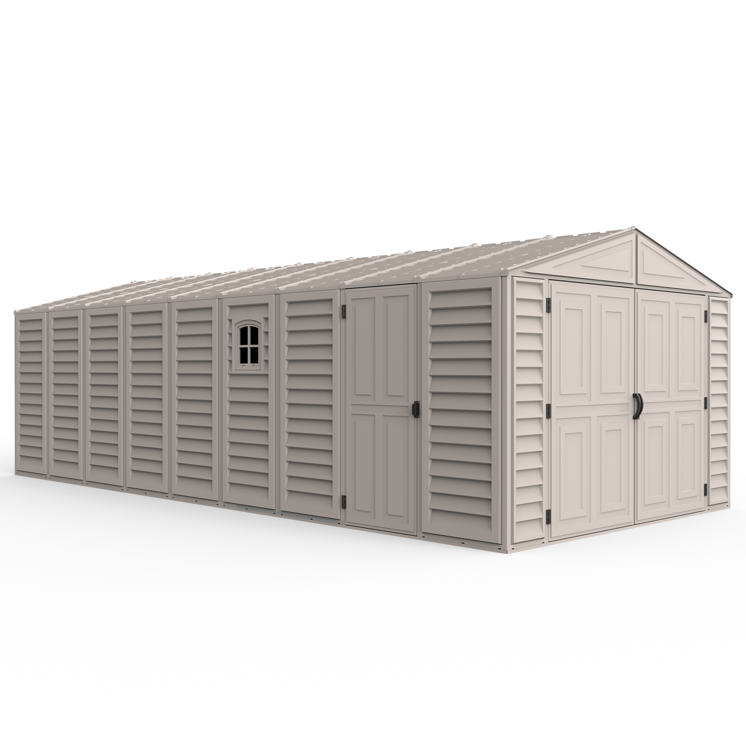 Duramax Garages DuraMax 10.5ft x 23ft Vinyl Garage with Foundation Kit and windows