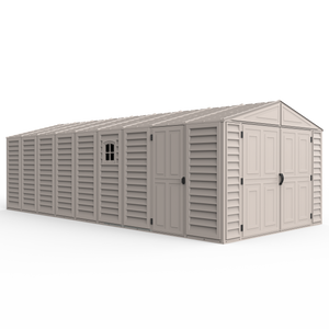 Duramax Garages DuraMax 10.5ft x 23ft Vinyl Garage with Foundation Kit and windows