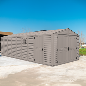 Duramax Garages DuraMax 10.5ft x 23ft Vinyl Garage with Foundation Kit and windows