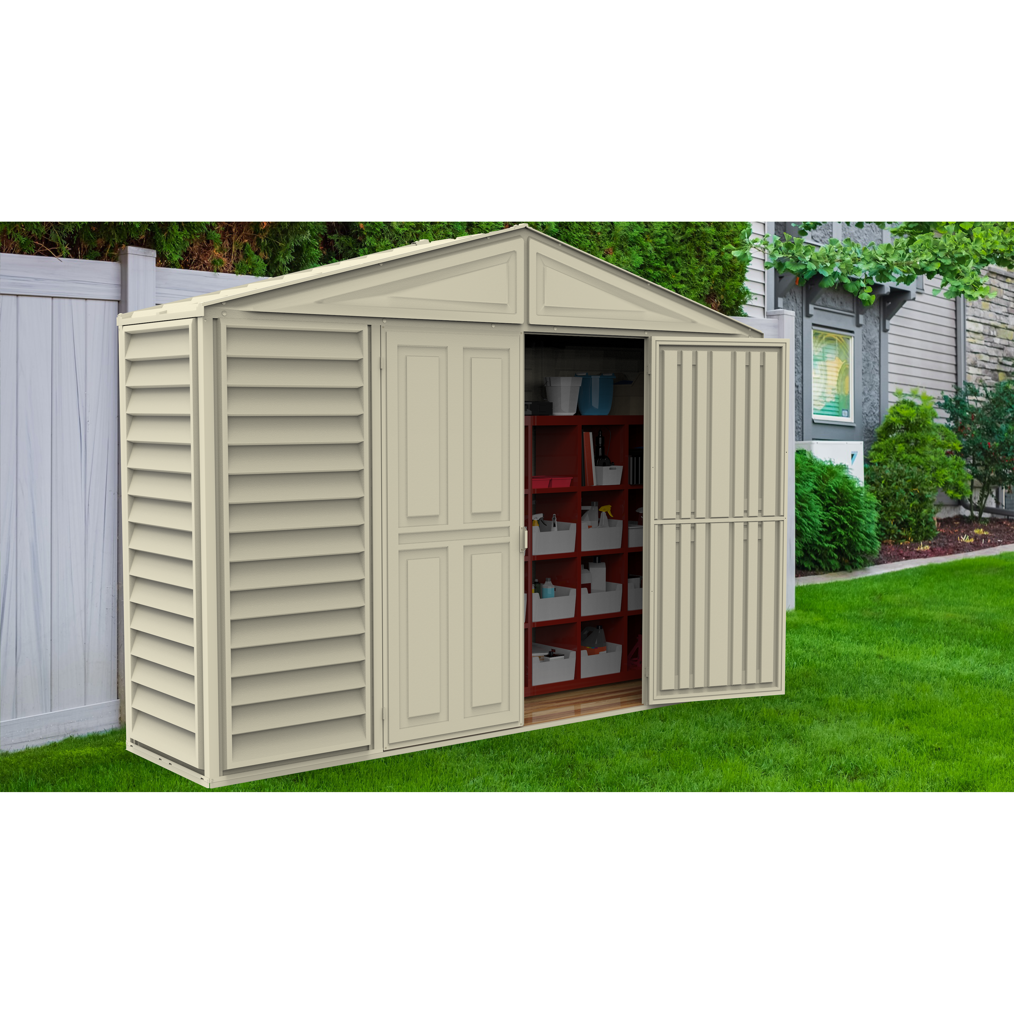 Duramax sheds DuraMax 10.5ft x 2.75ft SidePro Vinyl Shed with Foundation Kit