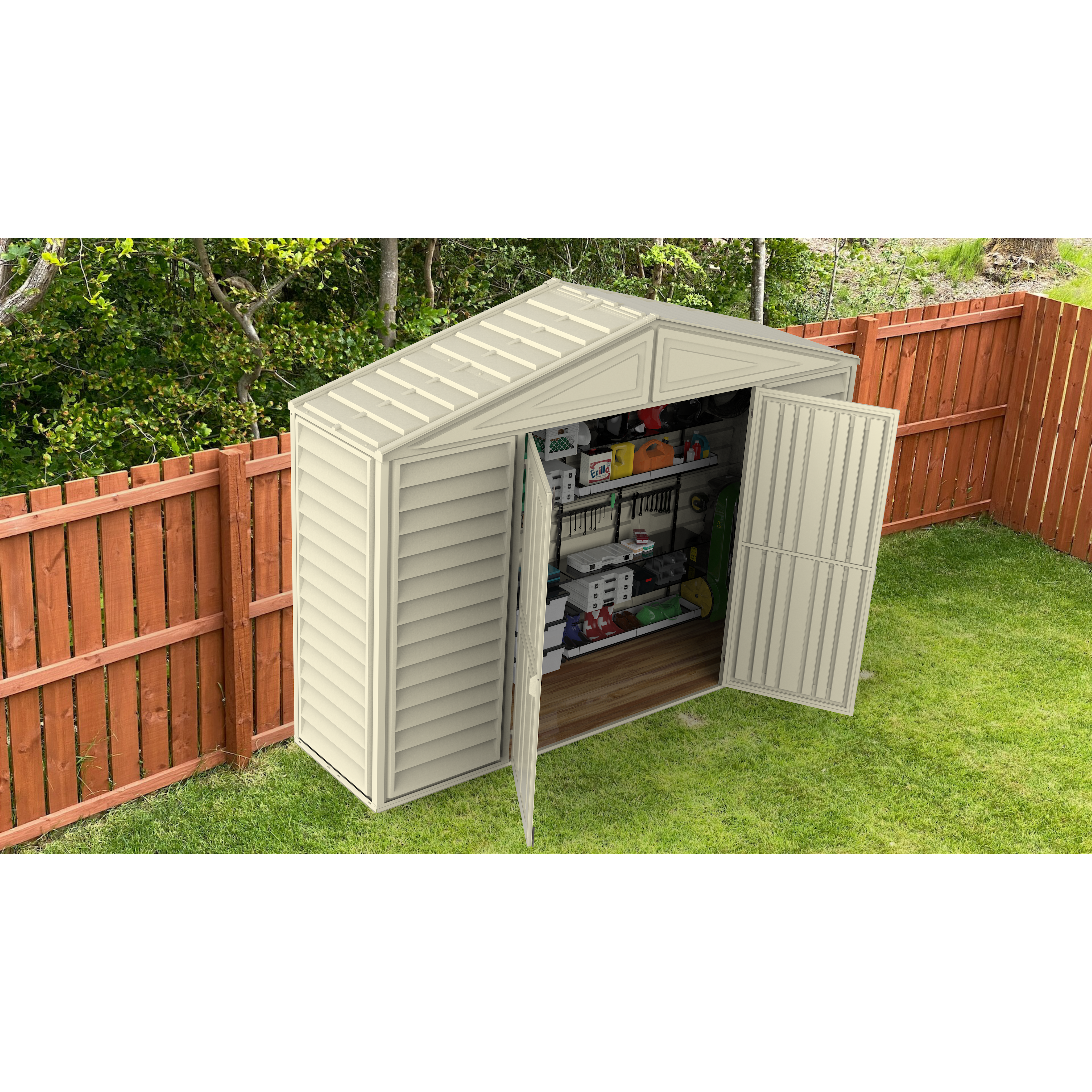 Duramax sheds DuraMax 10.5ft x 2.75ft SidePro Vinyl Shed with Foundation Kit