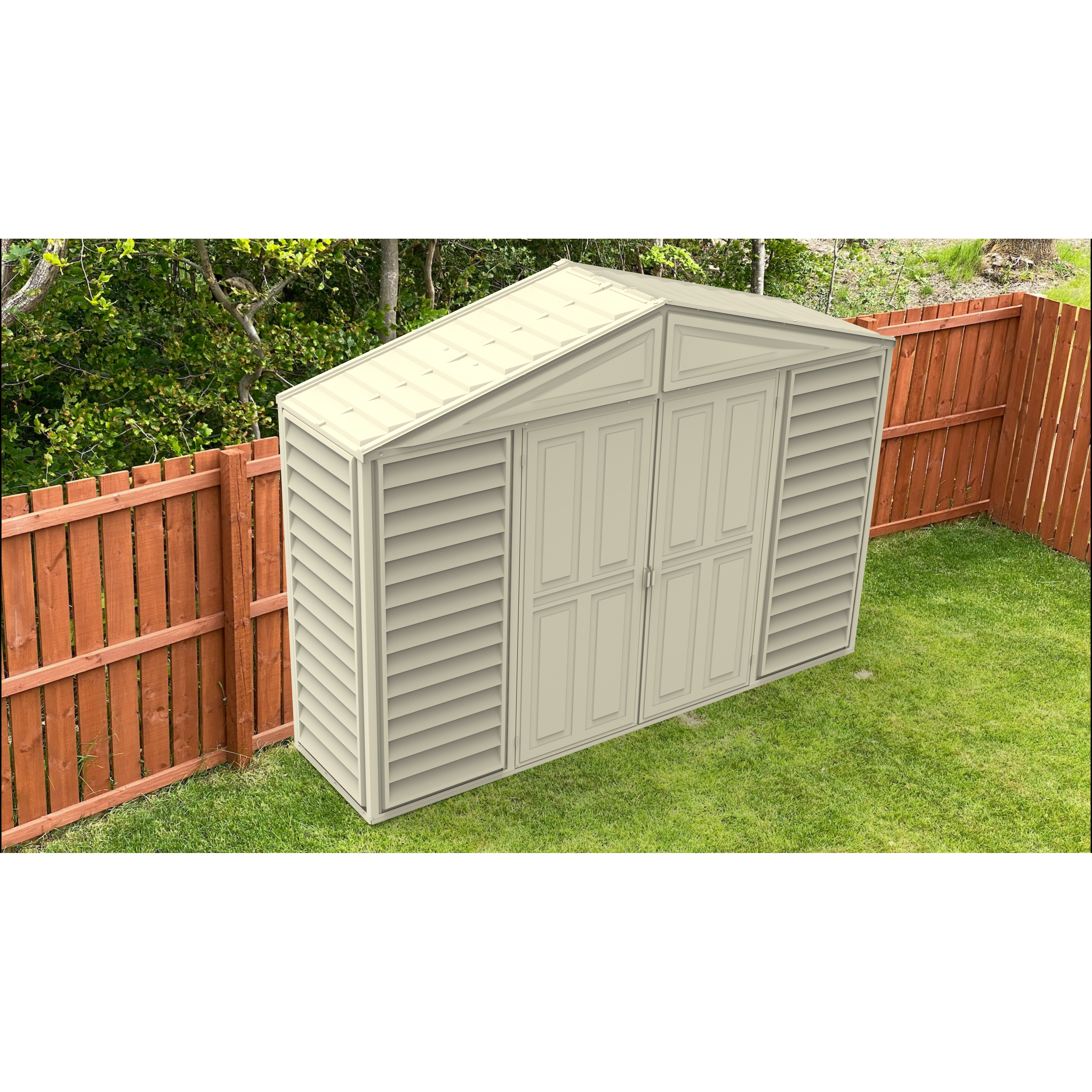 Duramax sheds DuraMax 10.5ft x 2.75ft SidePro Vinyl Shed with Foundation Kit