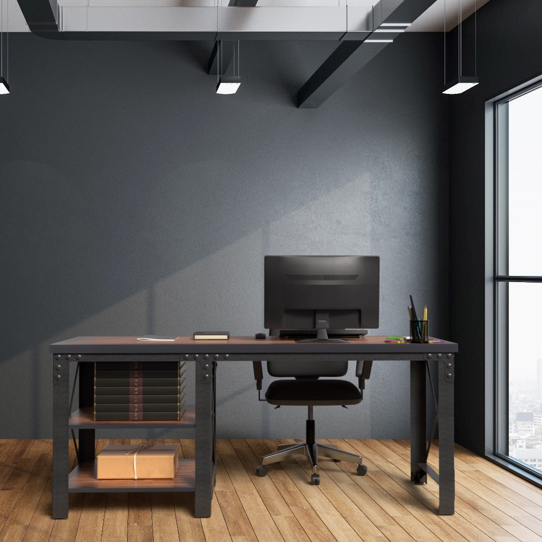Walnut Executive Desk, Modern Office Desk, Industrial Desk