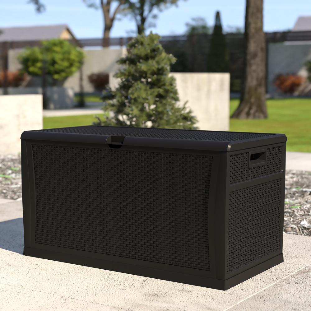 Durasheds Default 120 Gallon Plastic Deck Box - Waterproof Storage Box, Black