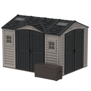 Durasheds Vinyl Sheds Duramax Apex Pro 10.5'X8' Vinyl Shed with Foundation, 2 Windows and Side Door