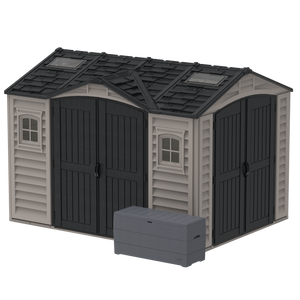 Durasheds Vinyl Sheds Duramax Apex Pro 10.5'X8' Vinyl Shed with Foundation, 2 Windows and Side Door