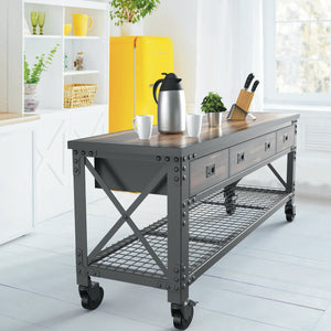 Duramax garage storage Duramax Rolling Workbench Furniture 72 in. x 24 in. with 3 Drawers, for Home, Garage, Workshop