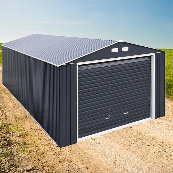 Duramax Garages Duramax 12ft x 32ft Imperial Metal Garage Dark Gray / White Trim