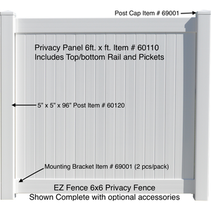 Durasheds EZ Fence Vinyl Privacy Fence 6ft. x 6ft. White