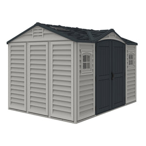 Durasheds Vinyl Sheds Duramax Apex Pro 10.5'X8' Vinyl Shed with Foundation, 2 Windows and Side Door