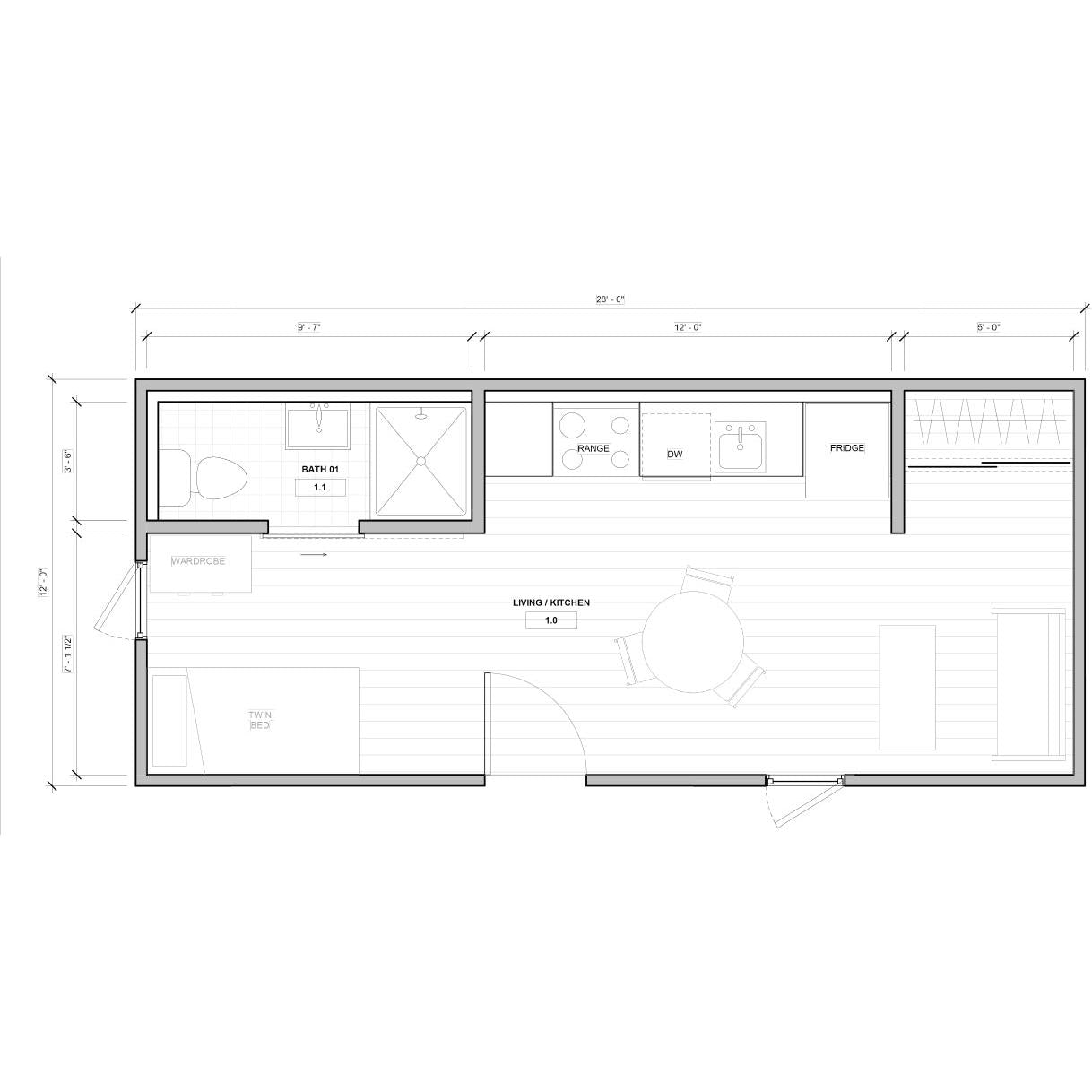 BOSS ADU BOSS 12' x 28' 340 Sqft Steel ADU | Modern Backyard Accessory Dwelling Unit | Studio Plus