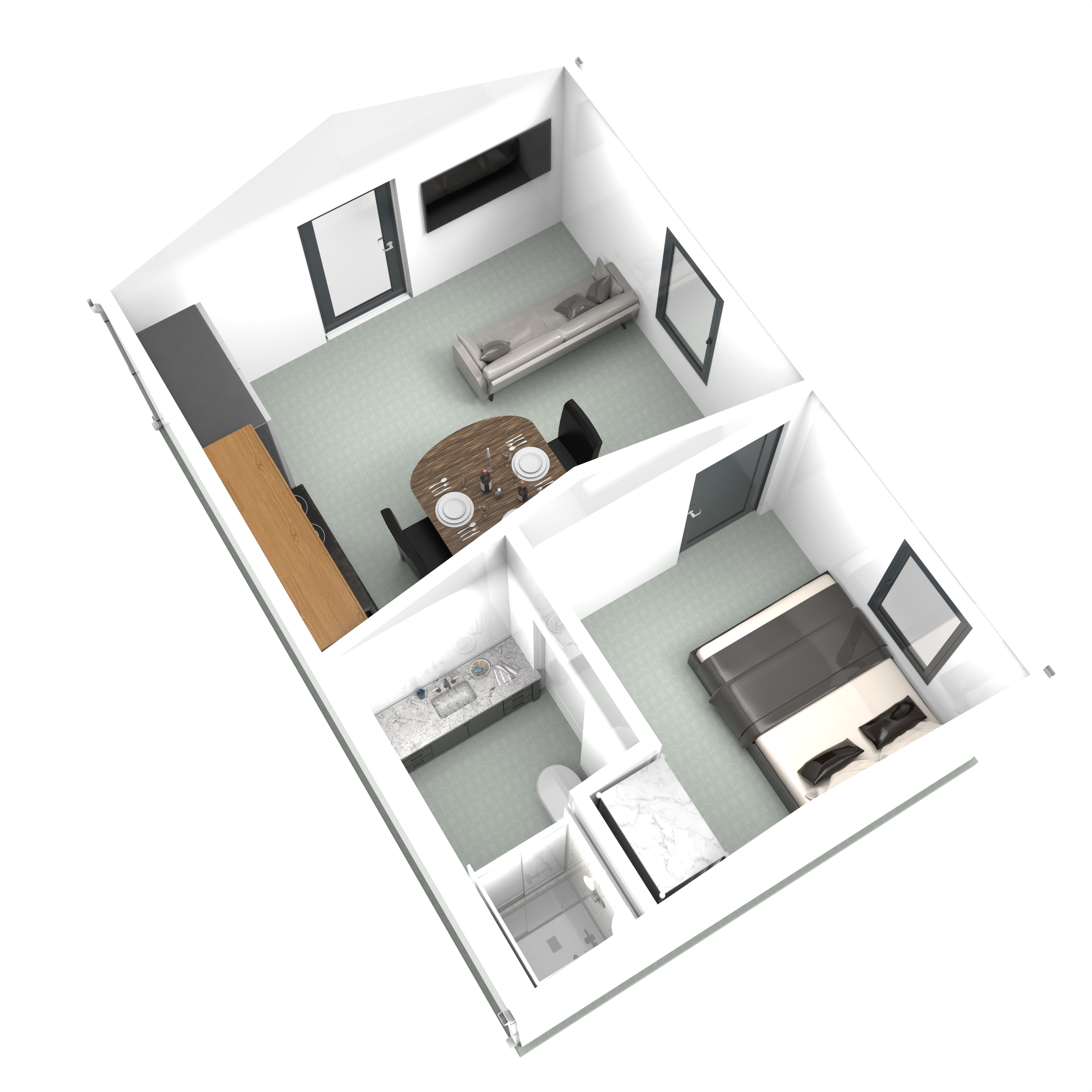 BOSS ADU BOSS 16' x 24' 340 Sqft Steel ADU | Modern Backyard Accessory Dwelling Unit | 1 Bedroom Core
