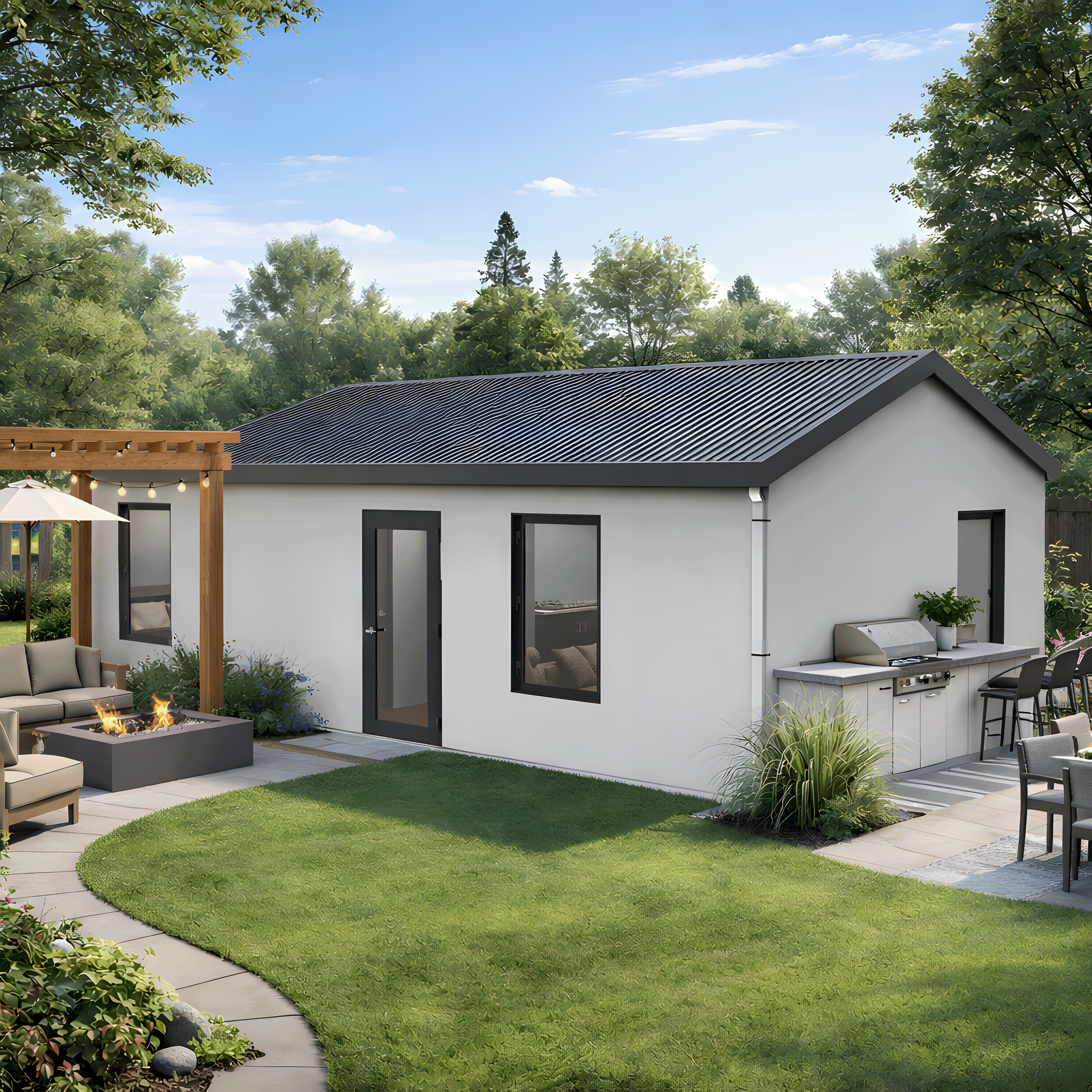 BOSS ADU BOSS 16' x 32' 500 Sqft Steel ADU | Modern Backyard Accessory Dwelling Unit | 1 Bedroom Plus