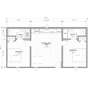 BOSS ADU BOSS 20' x 40' 800 Sqft Steel ADU | Modern Backyard Accessory Dwelling Unit | 2 Bedroom Core