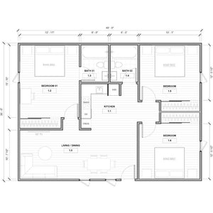 BOSS ADU BOSS 30' x 40' 1200 Sqft Steel ADU | Modern Backyard Accessory Dwelling Unit | 3 Bedroom Core