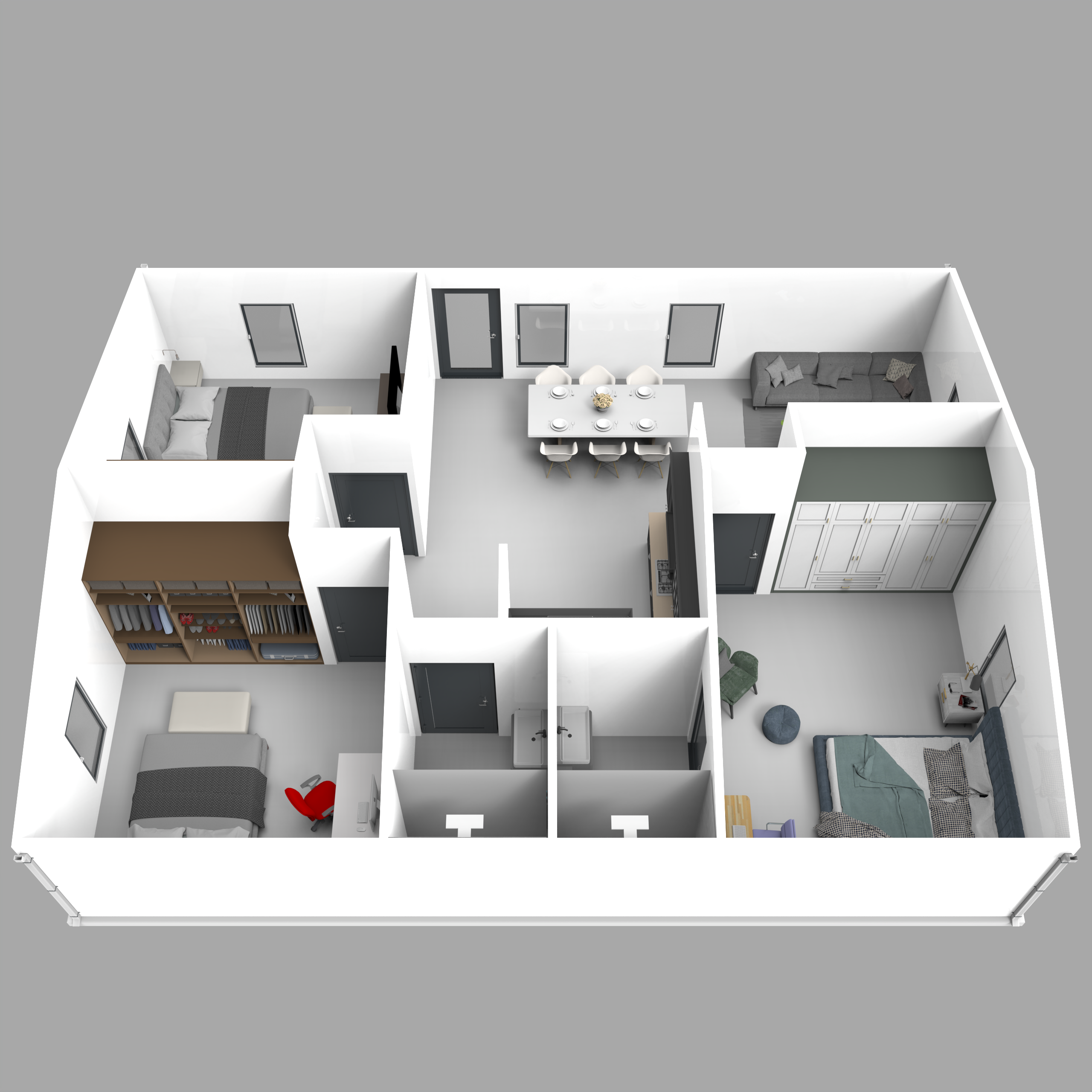 BOSS ADU BOSS 30' x 40' 1200 Sqft Steel ADU | Modern Backyard Accessory Dwelling Unit | 3 Bedroom Core
