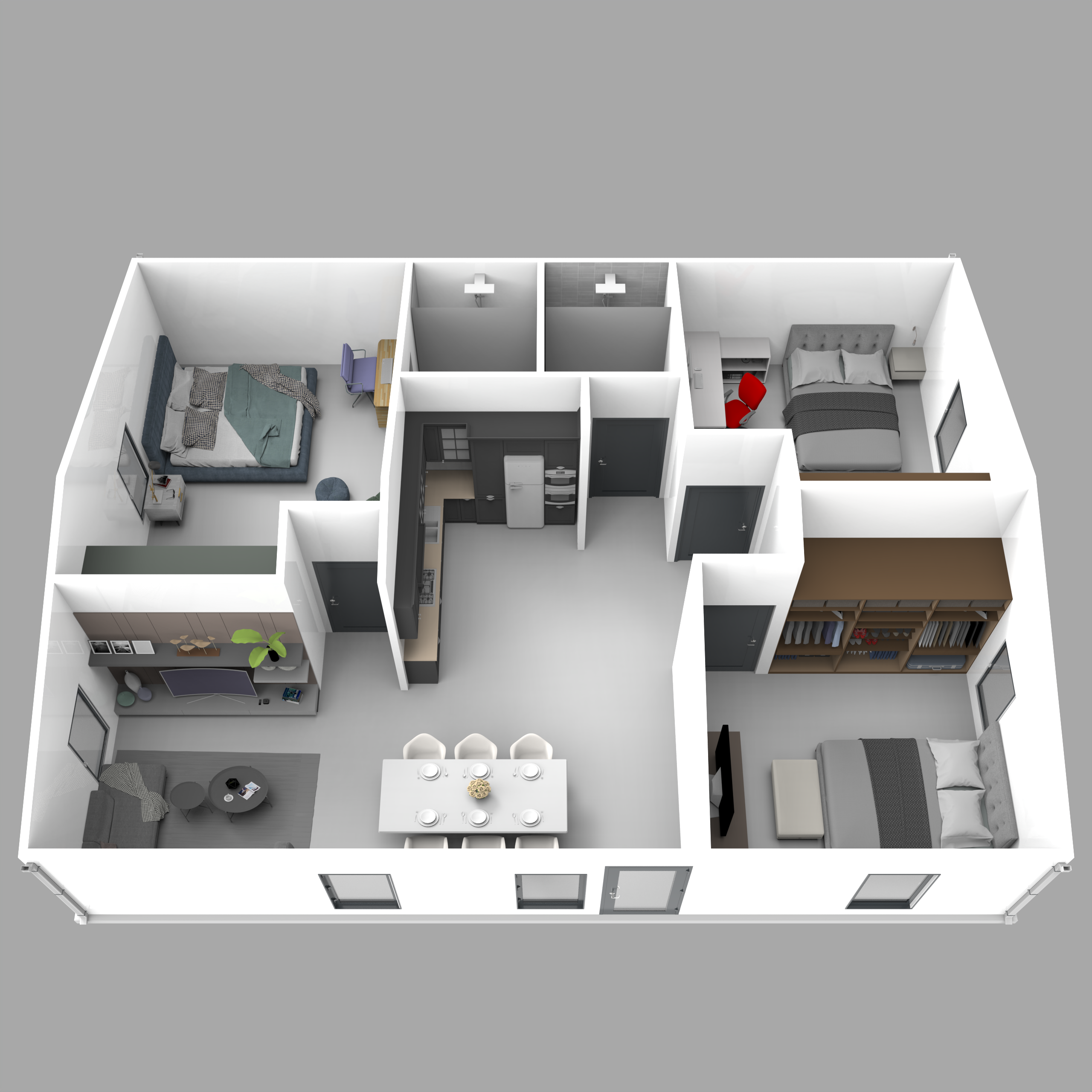 BOSS ADU BOSS 30' x 40' 1200 Sqft Steel ADU | Modern Backyard Accessory Dwelling Unit | 3 Bedroom Core