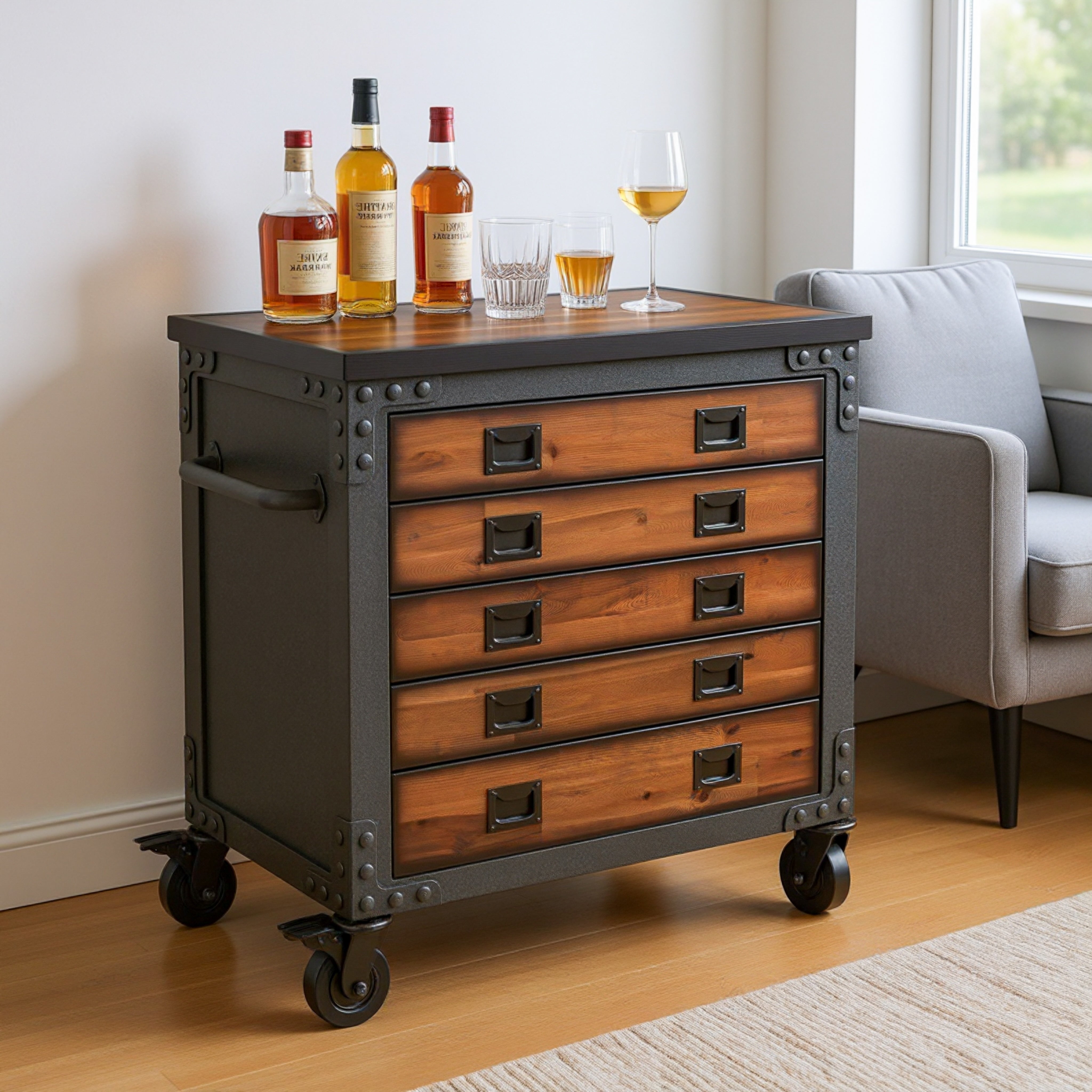 Duramax furniture Duramax 36 In. 5-Drawers Rolling Tool Chest with Wood Top