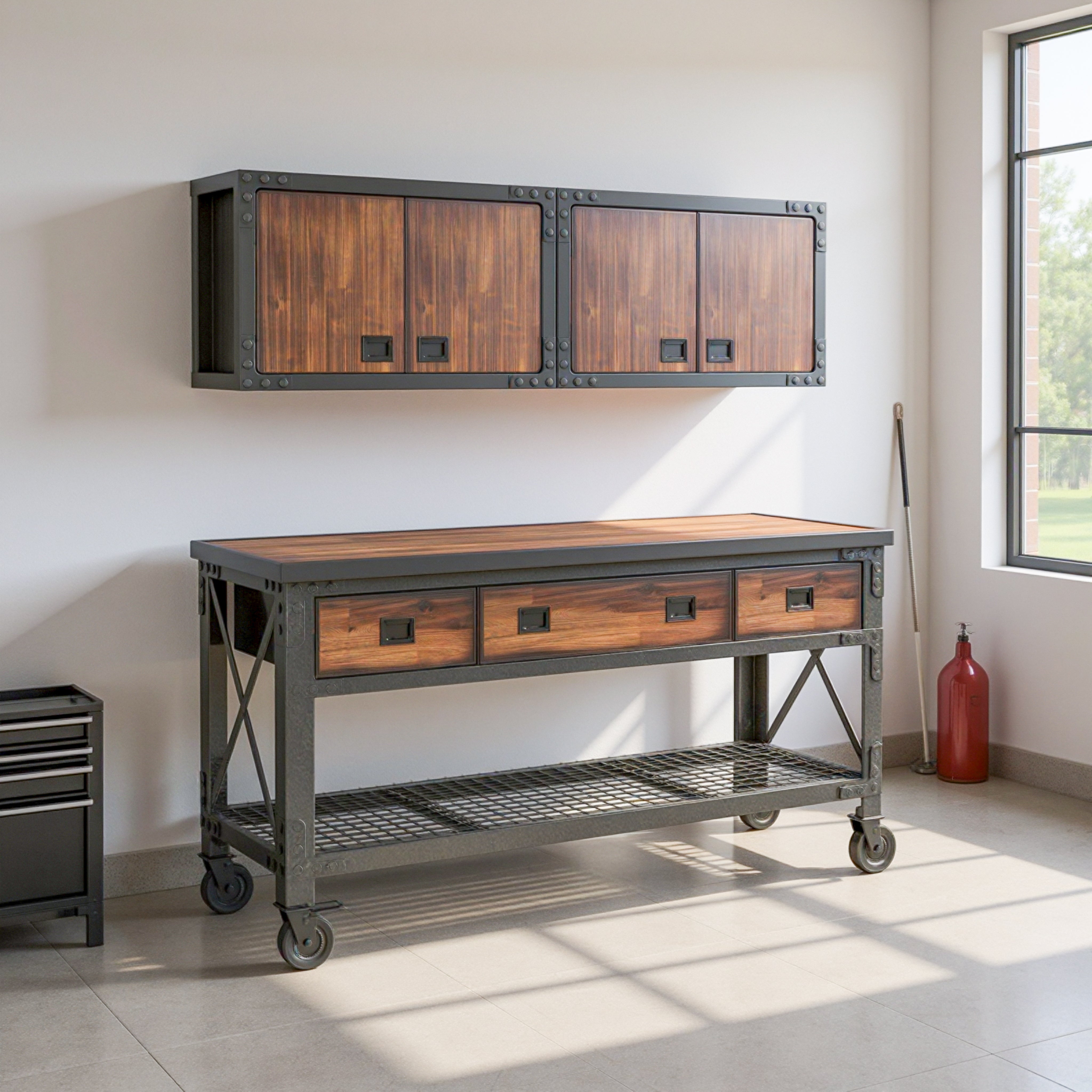 Duramax garage storage Duramax 3-Piece Garage Storage Combo Set with Workbench and Cabinets