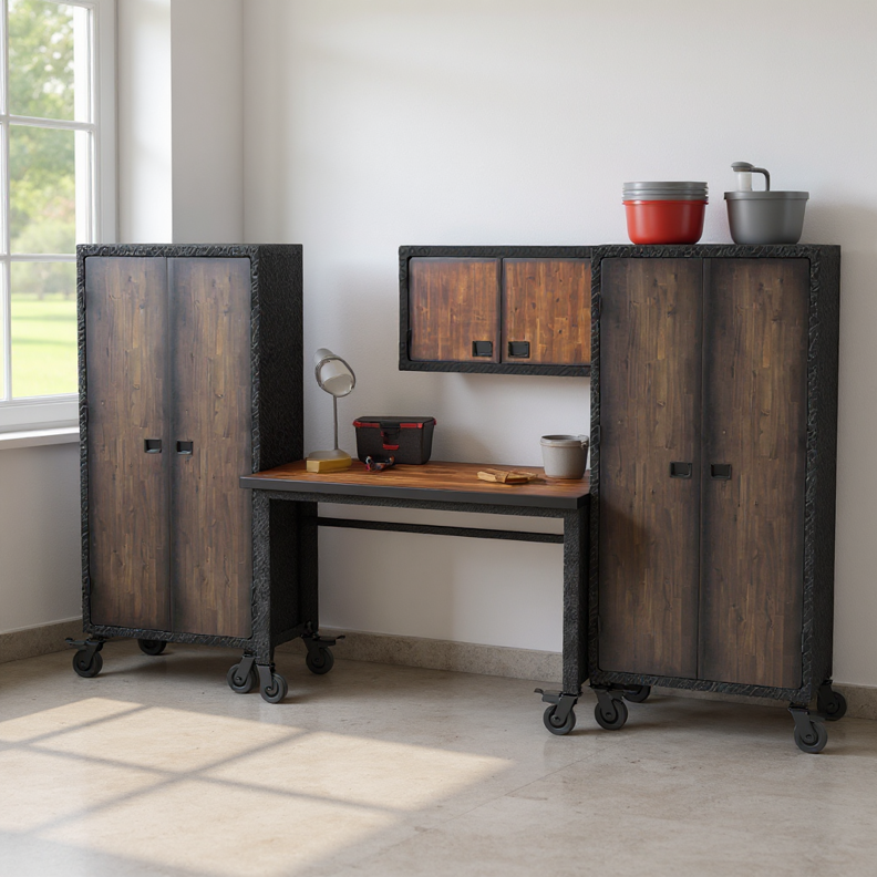 Duramax garage storage Duramax 4-Piece Garage Storage Combo Set with Worktable, Wall Cabinets and Free Standing Cabinet