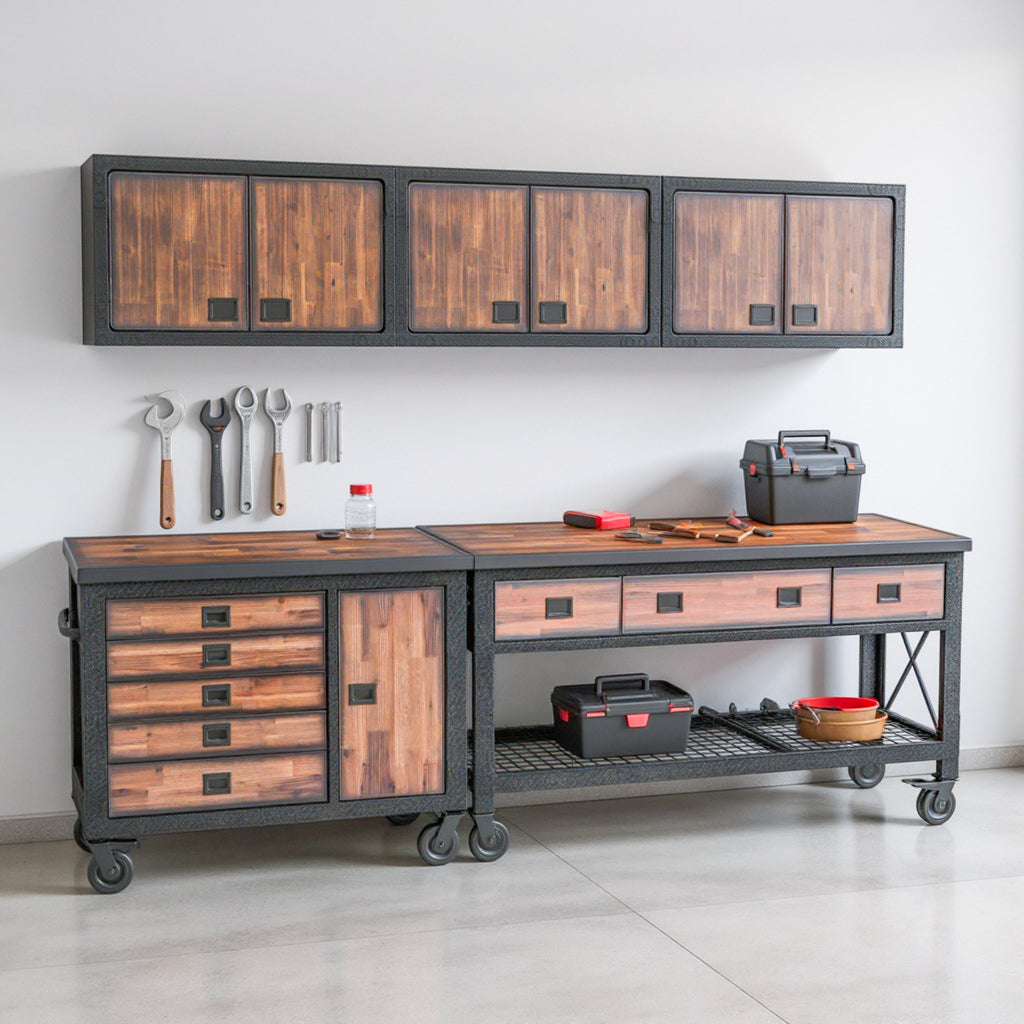 Duramax garage storage Duramax 5-Piece Garage Storage Combo Set with Workbench, Tool Chest and Wall Cabinets