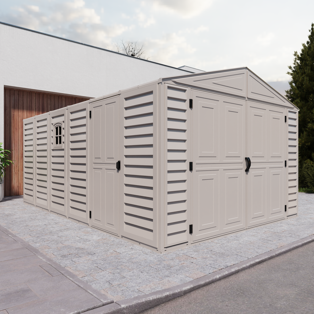 Duramax 10.5ft x 15.5ft Vinyl Garage with Foundation Kit and Windows 1 Duramax 10.5ft x 15.5ft Vinyl Garage with Foundation Kit and Windows 1