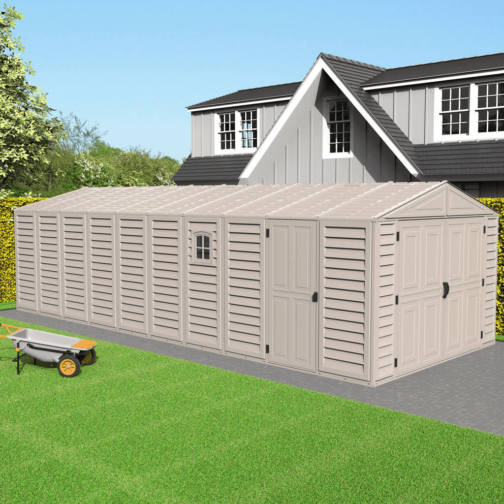 DuraMax 10.5ft x 25.5ft Vinyl Garage with Foundation Kit and Windows 1