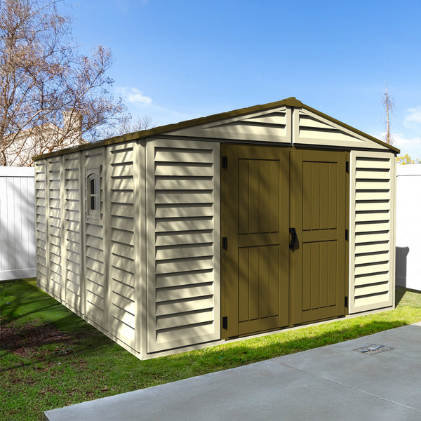 Duramax sheds DuraMax 10.5ft x 13ft  Woodbridge Plus Vinyl Shed w/ Foundation Kit & Window 40234