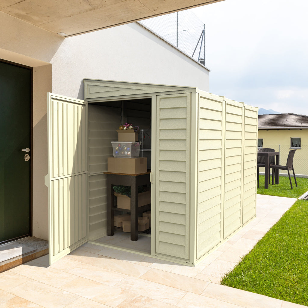 Duramax 4ft x 8ft Sidemate Vinyl Resin Outdoor Storage Shed With Foundation Kit 06625