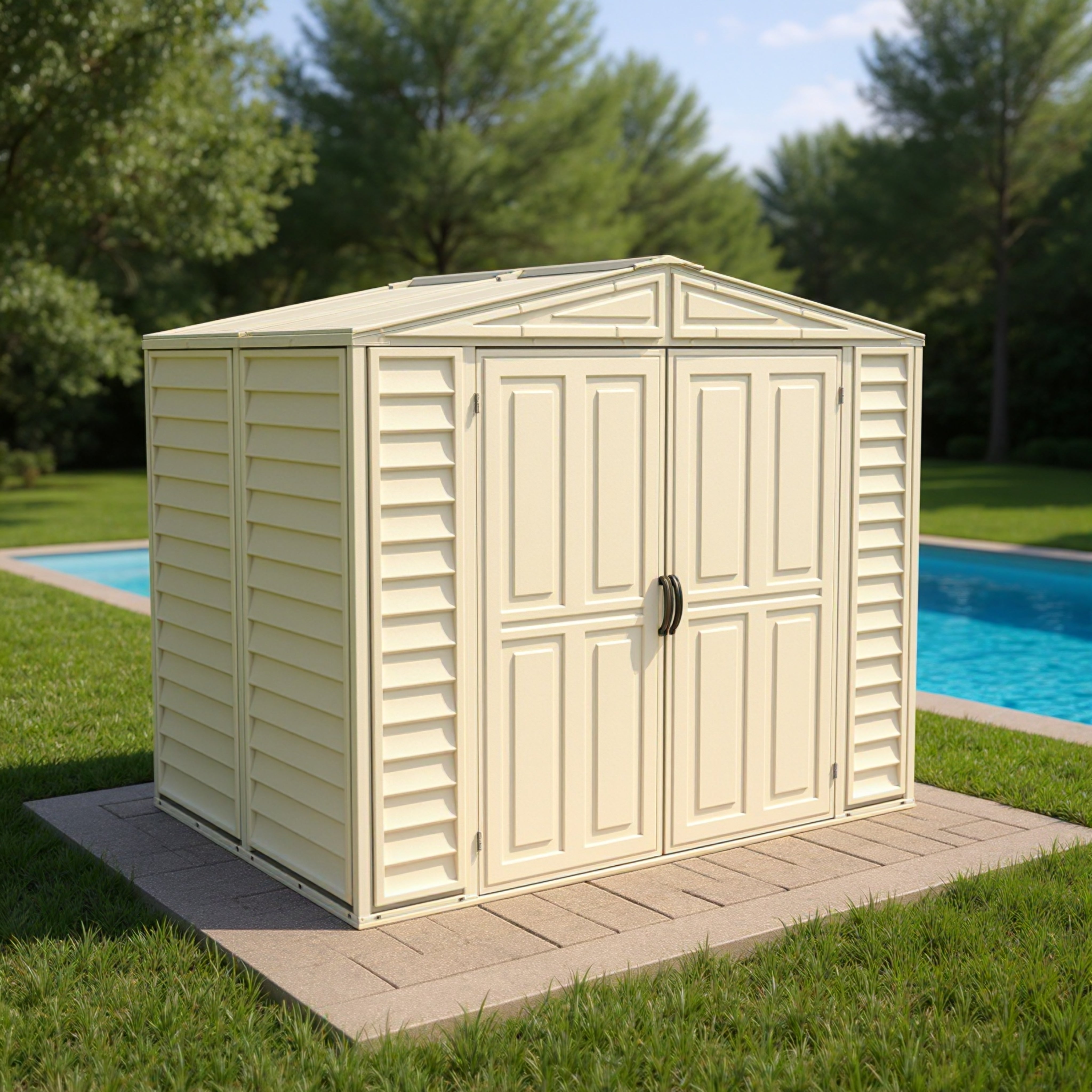 Duramax sheds Duramax 8ft x 5.5ft Duramate Vinyl Shed with Foundation 00184