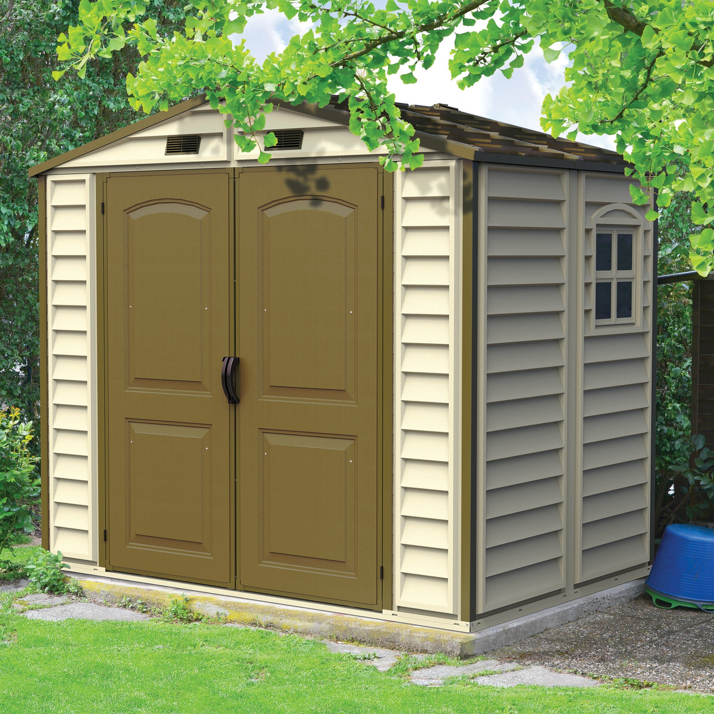 DuraMax StoreAll 8x5.5 Plastic Vinyl Outdoor Shed with Window 30115