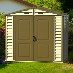 Duramax sheds DuraMax 8ft x 5.5ft Storeall Vinyl Shed with Foundation Kit and window