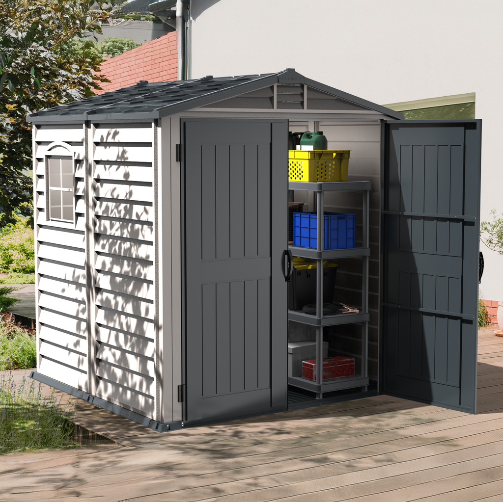 DuraMax StoreMate Plus 6x6 Plastic Vinyl Outdoor Shed with Floor 30425 DuraMax StoreMate Plus 6x6 Plastic Vinyl Outdoor Shed with Floor 30425