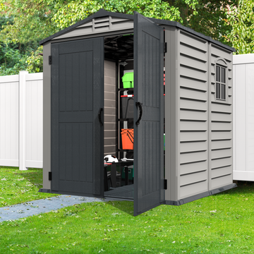 DuraMax Plus 6ft x6ft Storemate Vinyl Shed with Molded Floor – Durasheds