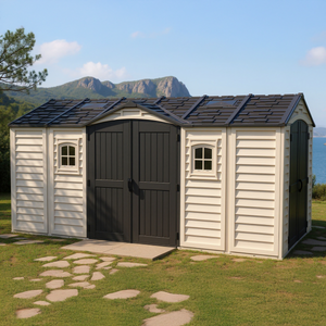 Duramax Vinyl Sheds Duramax 15 x 8 Apex Pro Vinyl Shed with Foundation, 2 Windows and 2 Doors 40216