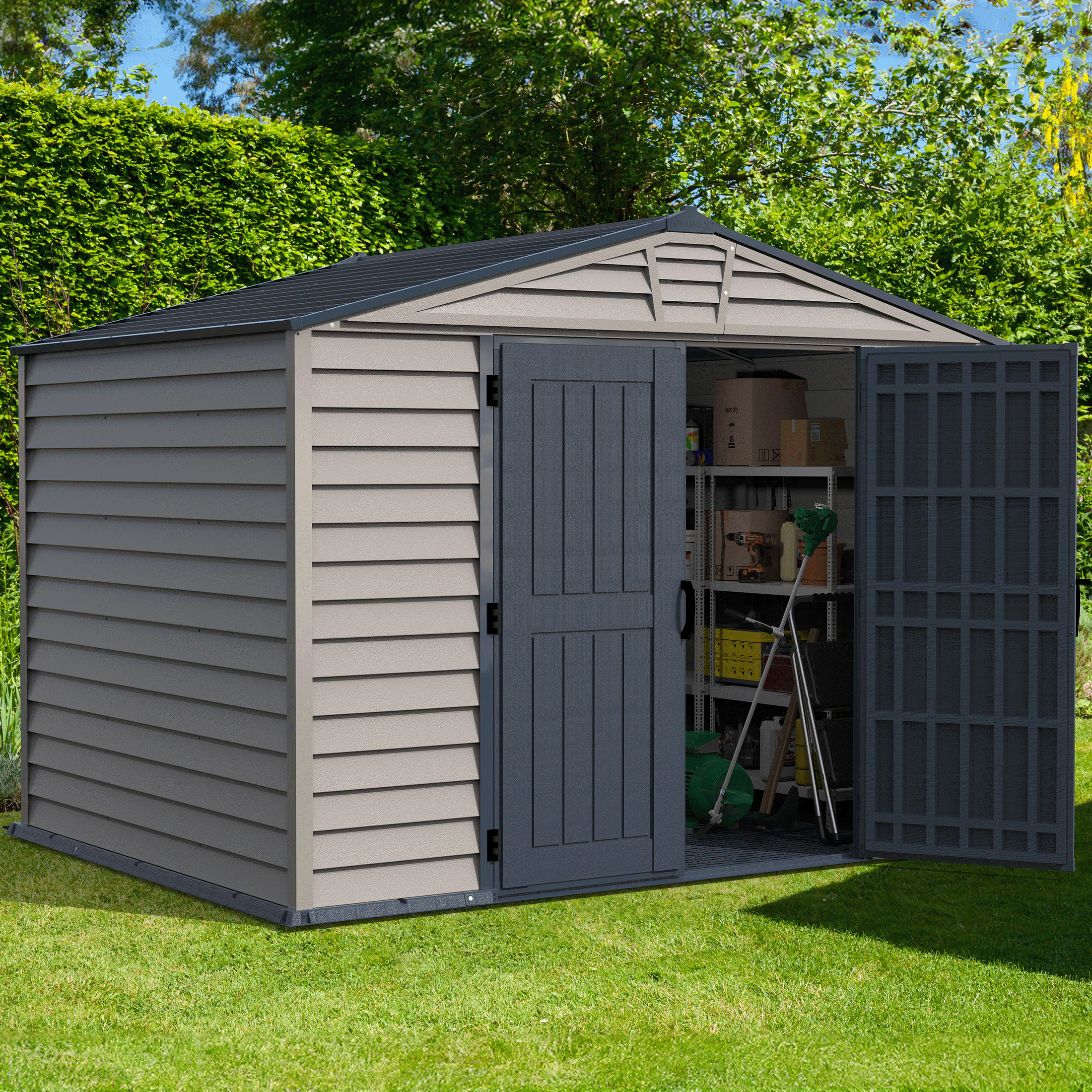 Duramax Vinyl Sheds DuraMax StoreMax Plus 10.5x8 Ft with Molded Floor Vinyl Storage Shed 30225