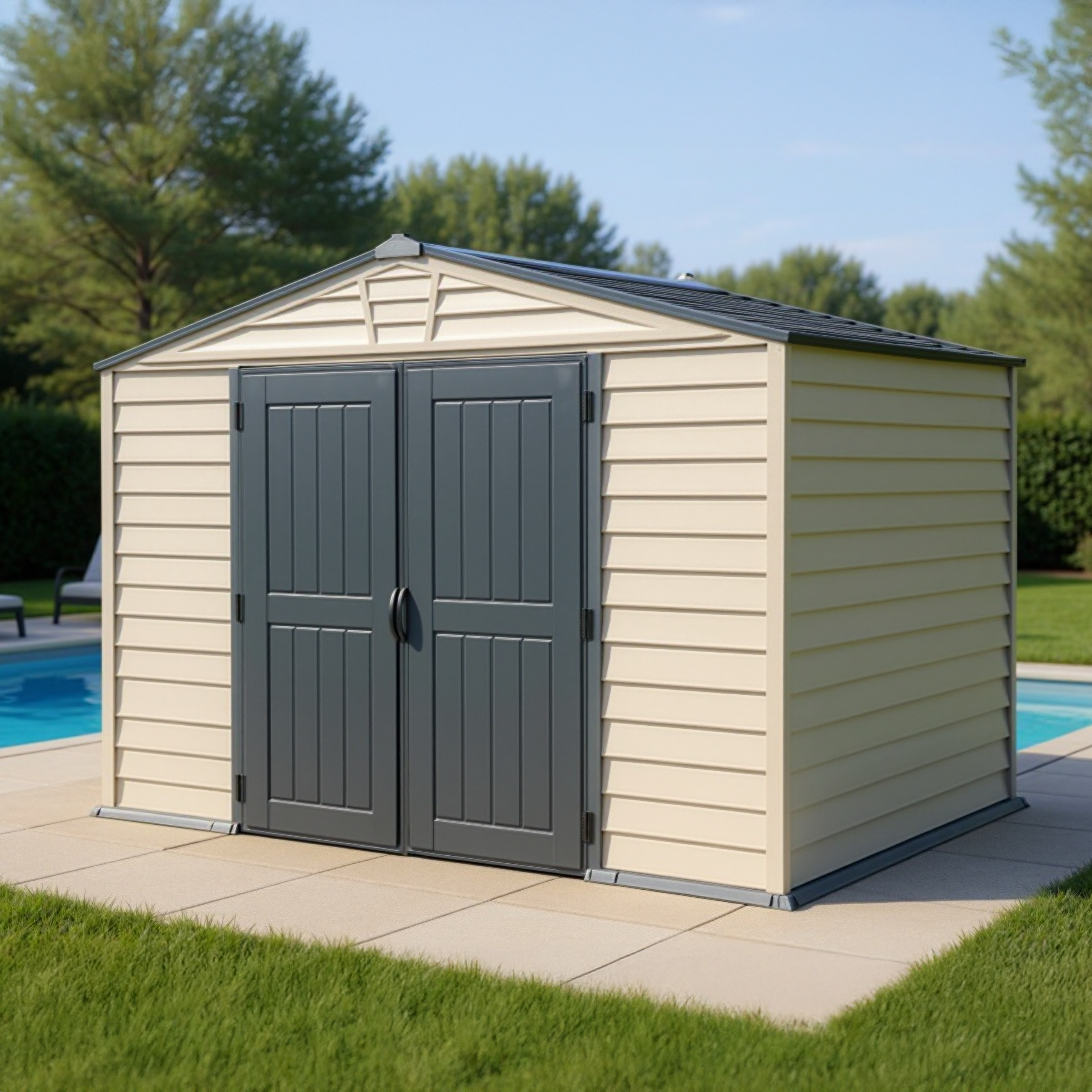 Duramax Vinyl Sheds DuraMax StoreMax Plus 10.5x8 Ft with Molded Floor Vinyl Storage Shed 30225
