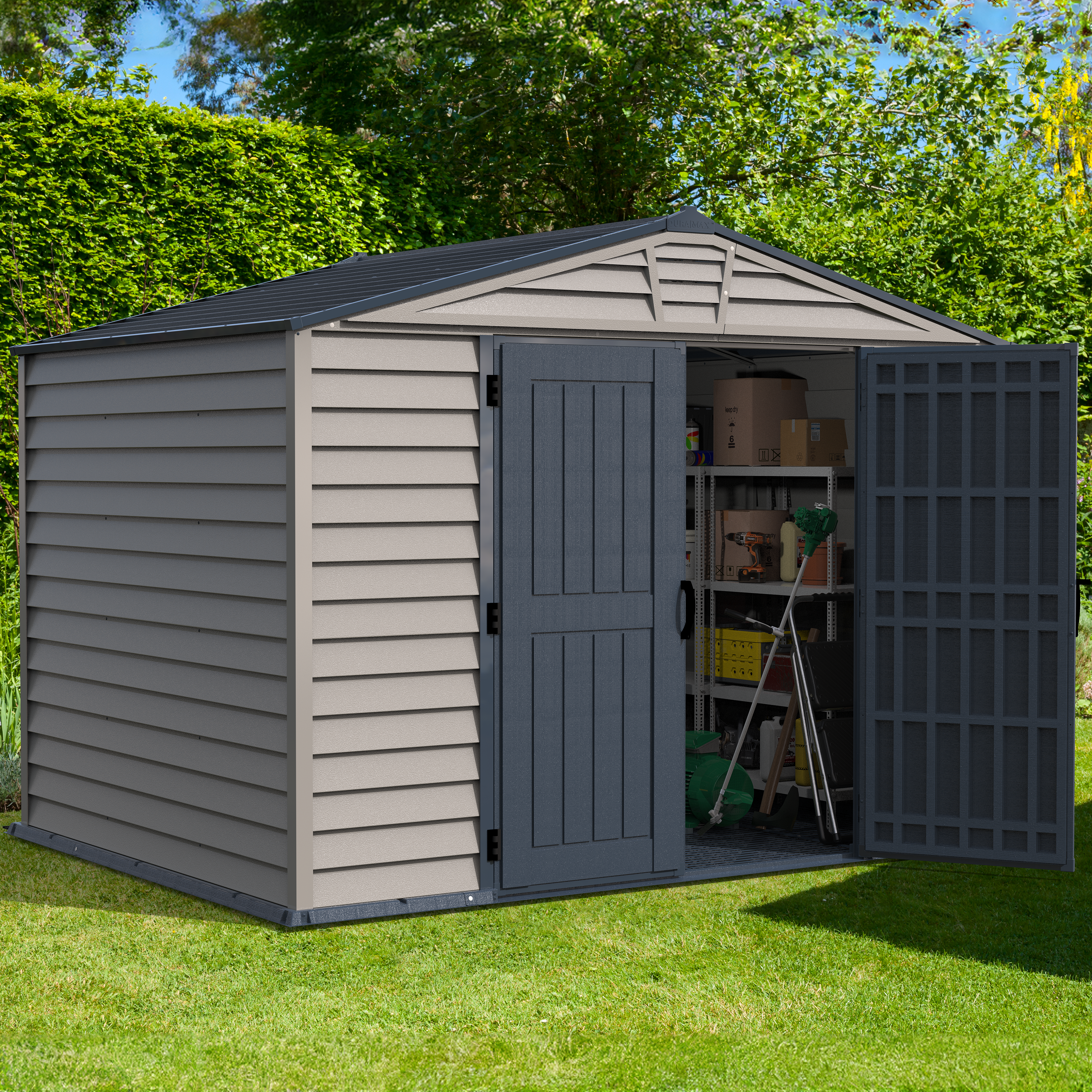 Duramax Vinyl Sheds DuraMax StoreMax Plus 10.5x8 Ft with Molded Floor Vinyl Storage Shed