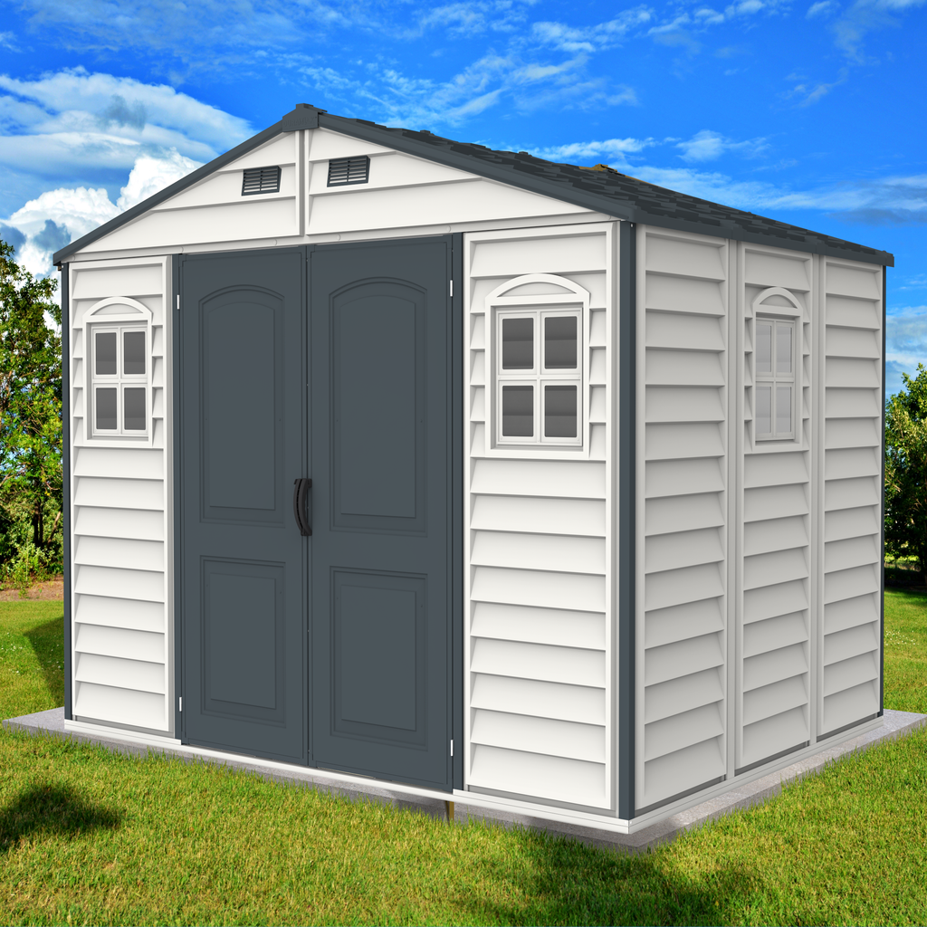 Duramax Woodside Plus 10.5x8 Vinyl Resin Outdoor Storage Shed With Fou ...