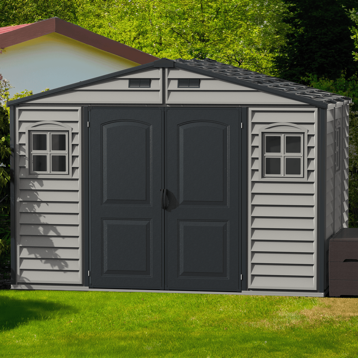 Duramax Woodside Plus 10.5x8 Vinyl Resin Outdoor Storage Shed With Fou ??? Durasheds