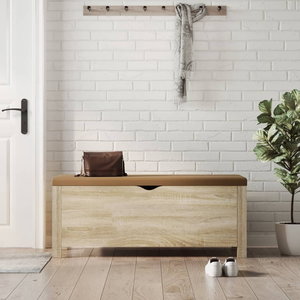 Durasheds Brown vidaXL Storage Box with Cushion Sonoma Oak 41.3"x15.7"x17.7"