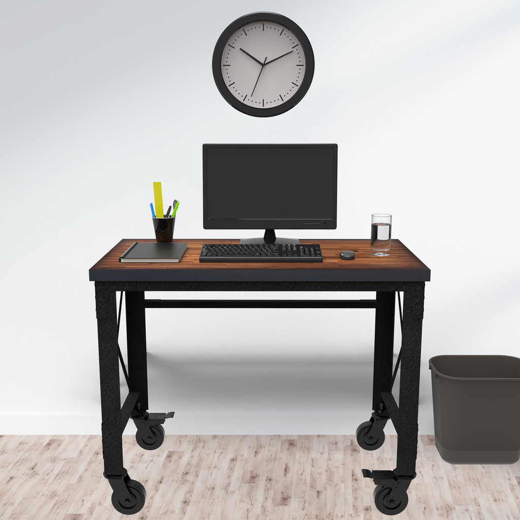 Duramax Rolling Industrial Desk with Wooden Top (4 Size Options