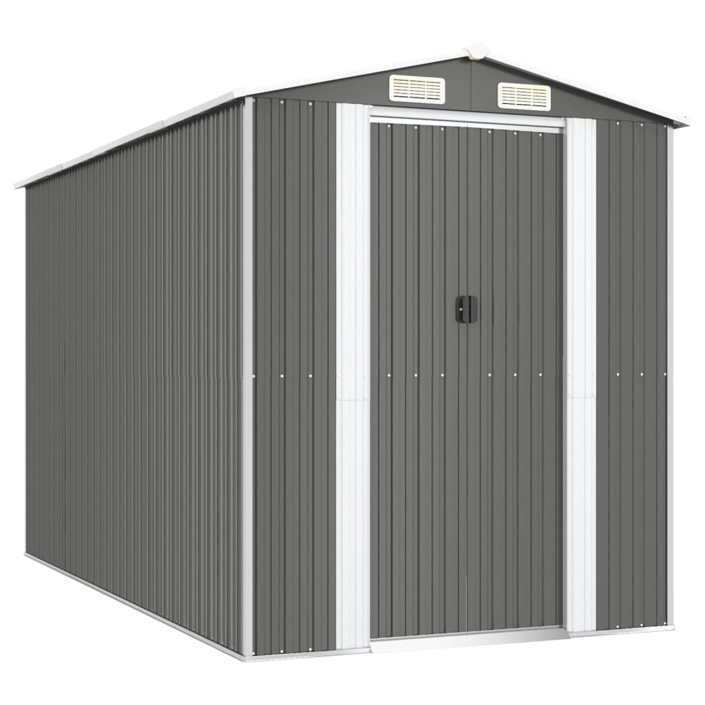 Durasheds Grey vidaXL Garden Shed Light Gray 75.6"x140.6"x87.8" Galvanized Steel