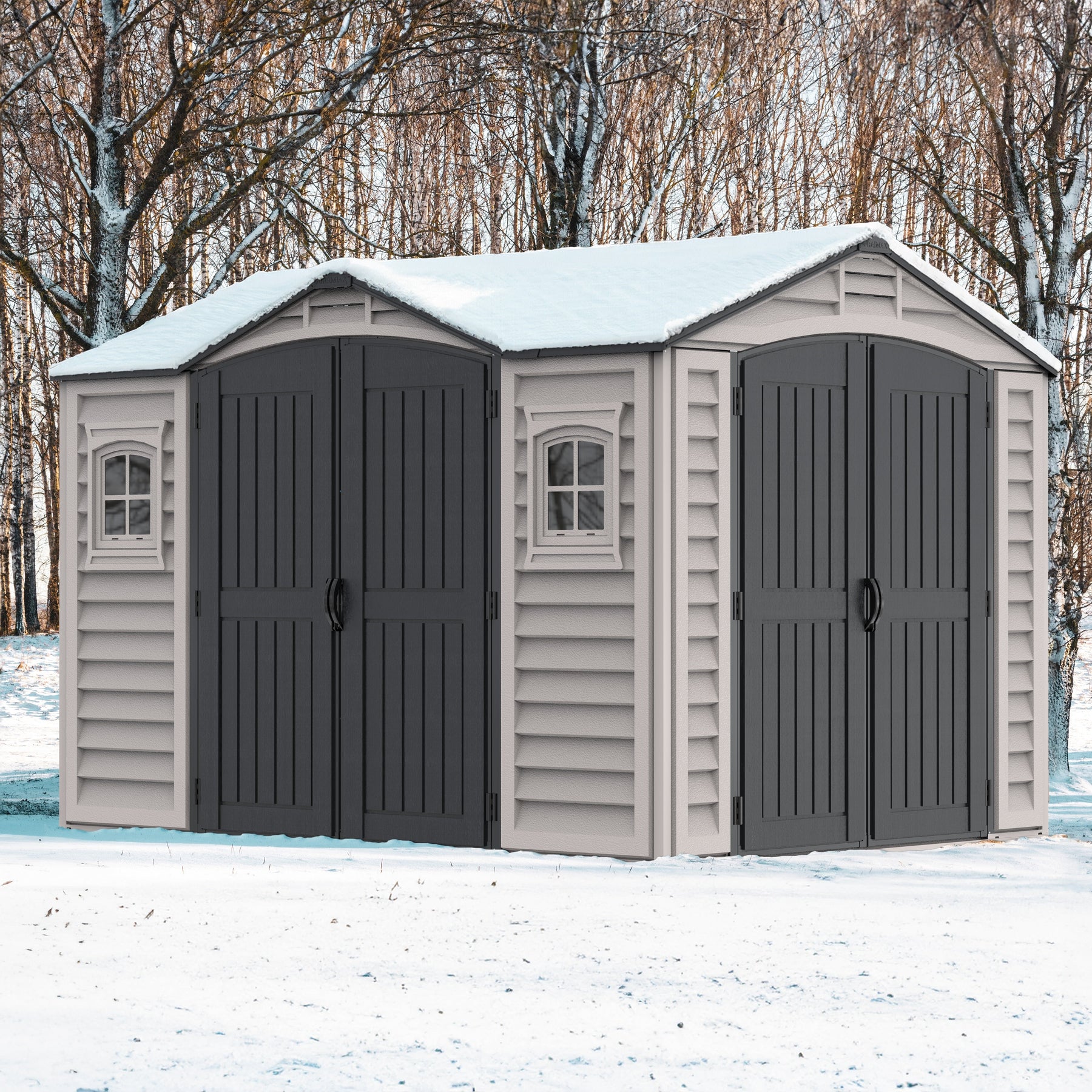 Duramax Apex Pro 10.5'X8' Vinyl Shed with Foundation, 2 Windows and Si ...