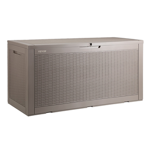 Vevor Deck Box 100 Gal VEVOR Deck Box, 100 Gallon Outdoor Storage Box, 48.0" x 21.5" x 24.5", Waterproof PP Deckbox with Aluminum Alloy Padlock, for Patio Furniture, Pool Toys, Garden Tools, Outdoor Cushions, Gray