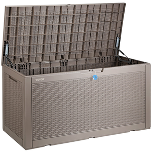 Vevor Deck Box 100 Gal VEVOR Deck Box, 100 Gallon Outdoor Storage Box, 48.0" x 21.5" x 24.5", Waterproof PP Deckbox with Aluminum Alloy Padlock, for Patio Furniture, Pool Toys, Garden Tools, Outdoor Cushions, Gray