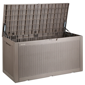 Vevor Deck Box 100 Gal VEVOR Deck Box, 100 Gallon Outdoor Storage Box, 48.0" x 21.5" x 24.5", Waterproof PP Deckbox with Aluminum Alloy Padlock, for Patio Furniture, Pool Toys, Garden Tools, Outdoor Cushions, Gray