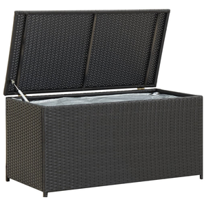 Vida XL Deck Box Black vidaXL Patio Storage Box Poly Rattan 39.3"x19.6"x19.6" Black